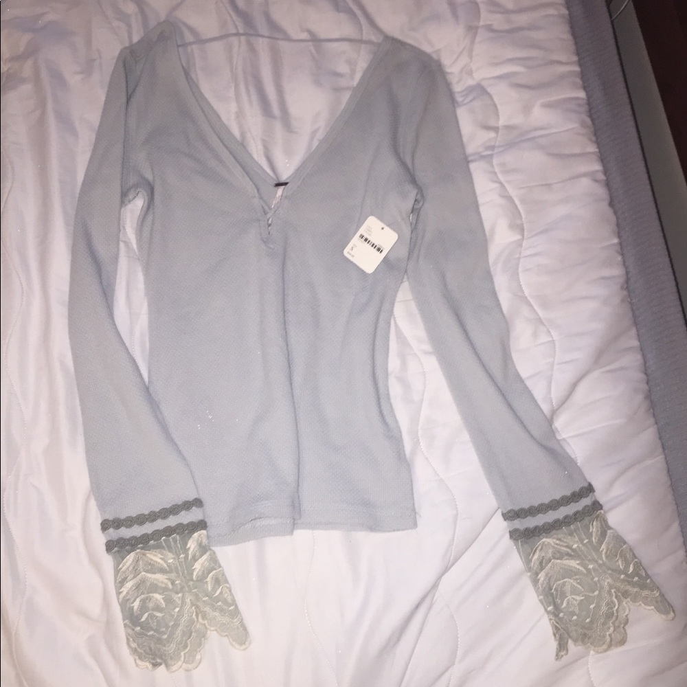Free People Long Sleeve Lace Trim